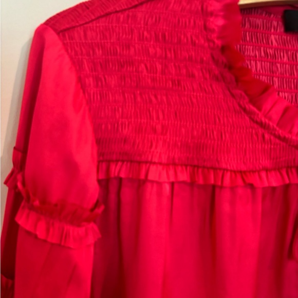 White House Black Market Pink Satiny tie front Blouse - Picture 7 of 10